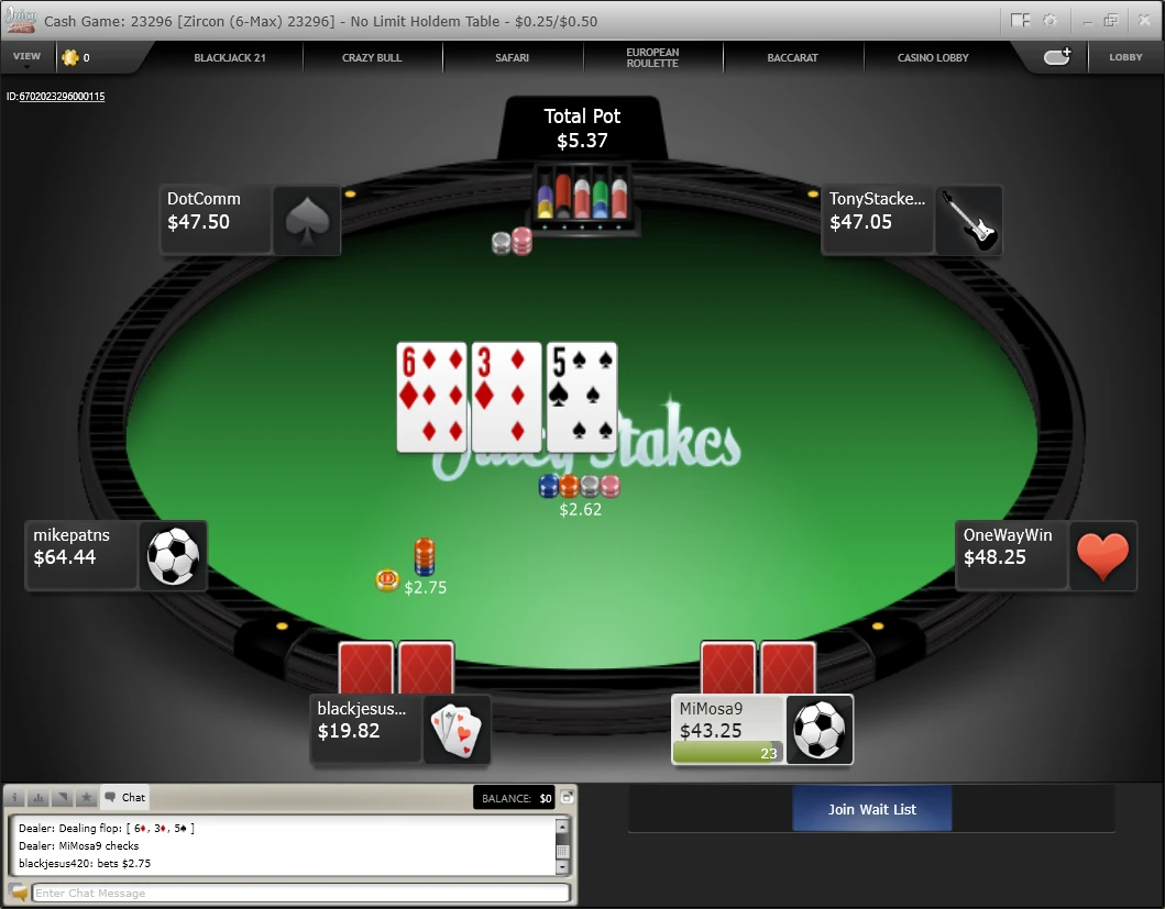 Juicy Stakes Cash Game Table
