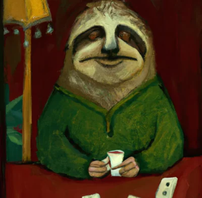 Sloth Dealing Poker Cards