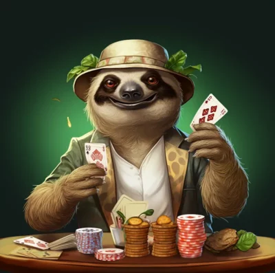 Sloth with Poker Cards