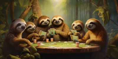 Sloths learning to play poker