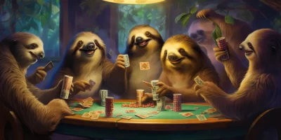 Sloths playing poker