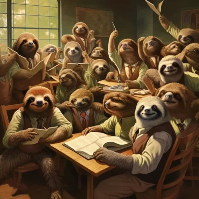 Student Sloths in Classroom