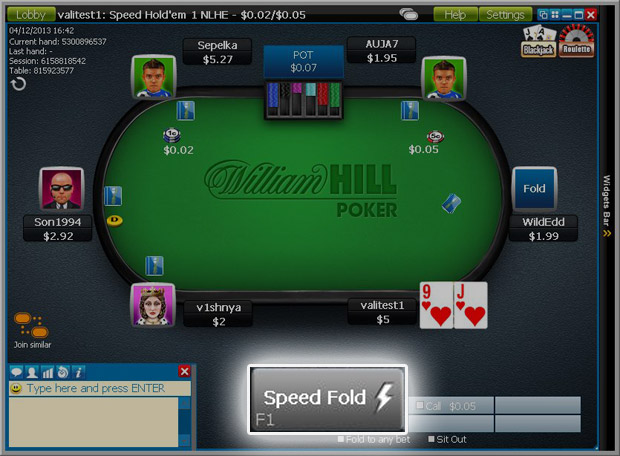 William Hill Fast Fold Table