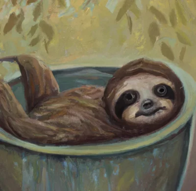 sloth in a bath tub