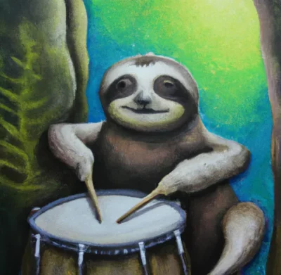 sloth playing the drums