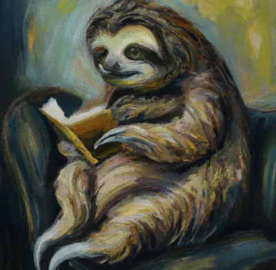 sloth reading a book