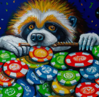 sloth with many casino chips
